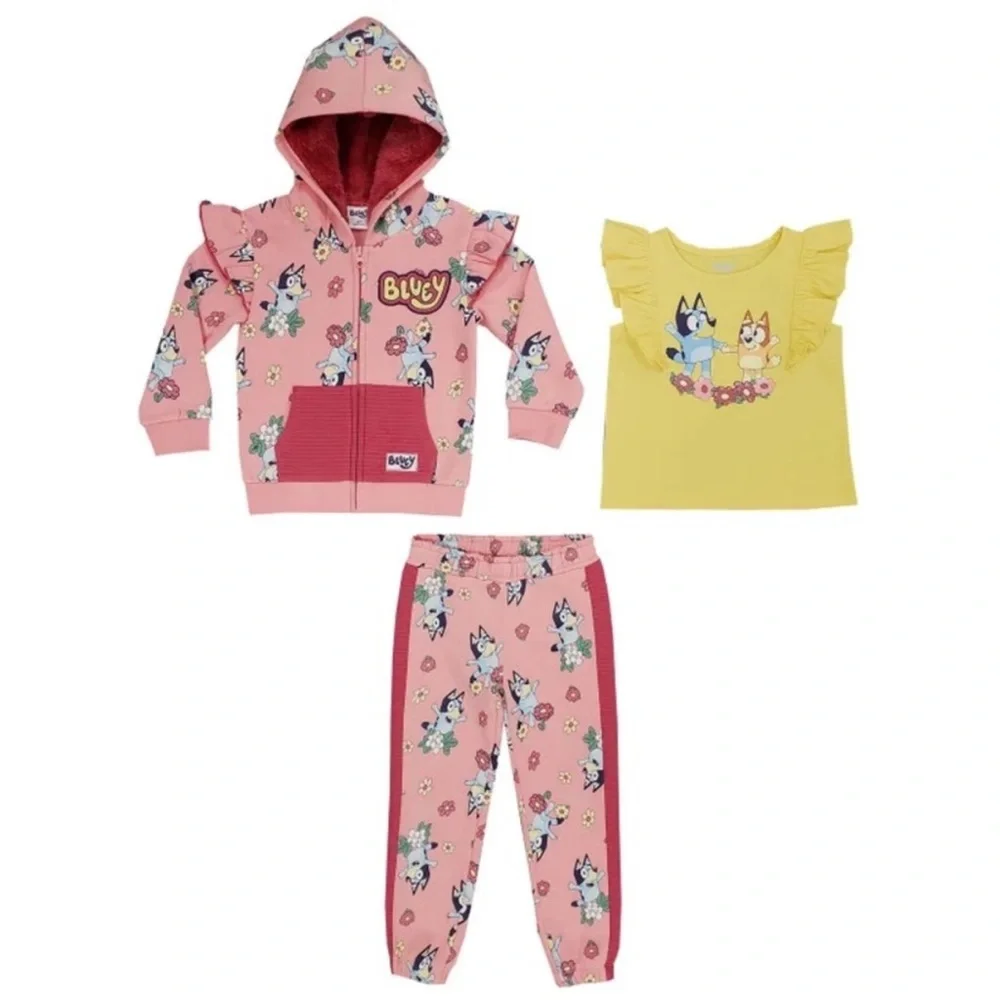 Cute Pink Kids' Tracksuit with Floral Design - Picture 3 of 4